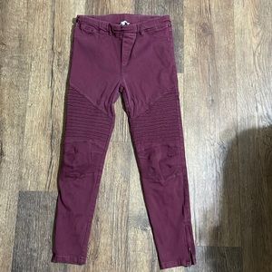 Wine Moto pull on pants